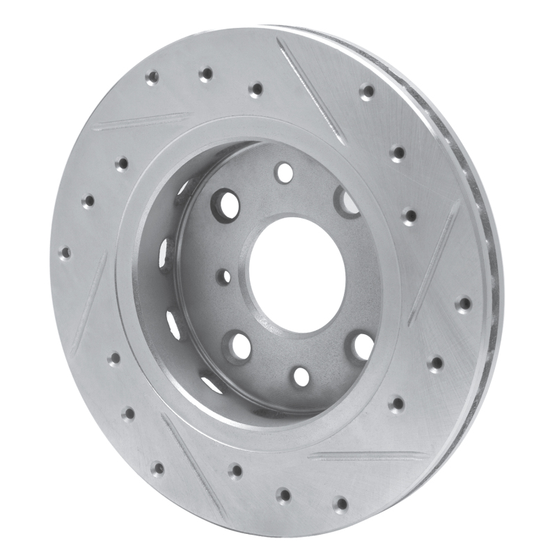 Kia Spectra Brake Rotor (1) - Front Left - R1 Concepts - Drilled & Slotted - Silver - `94-`00